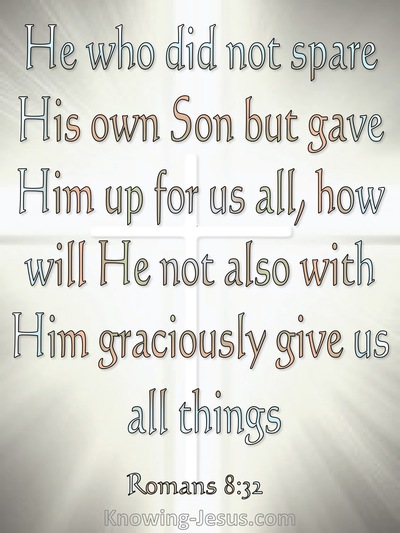 Romans 8:32 He Who Did Not Spare His Own Son (gray)